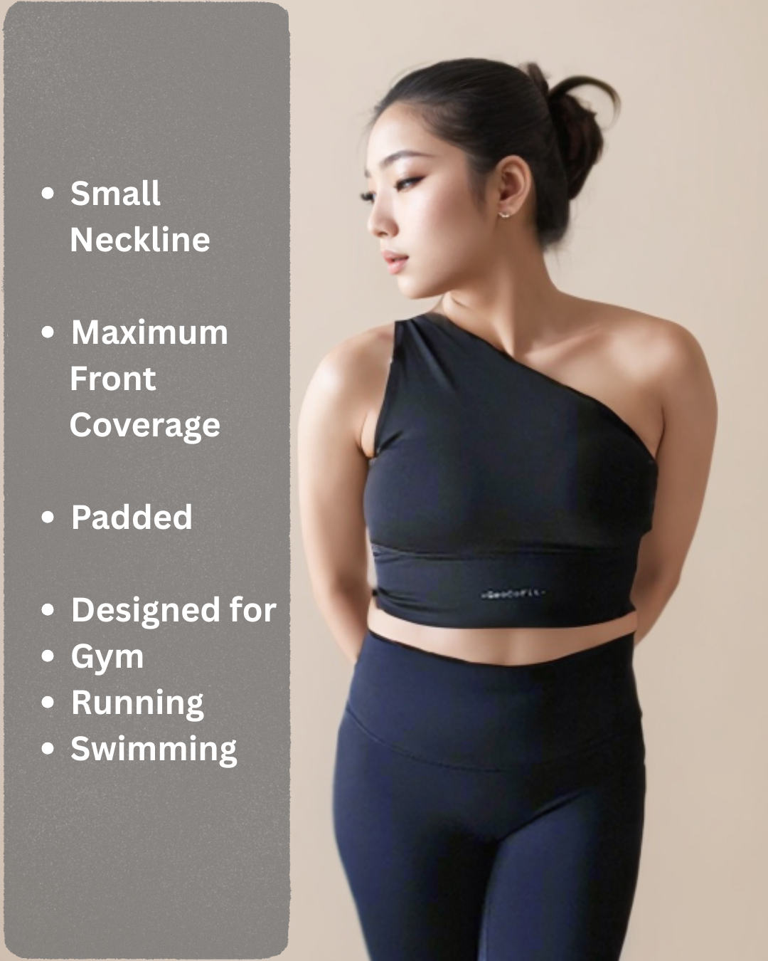 One Shoulder Sports Bra/Top (Padded)