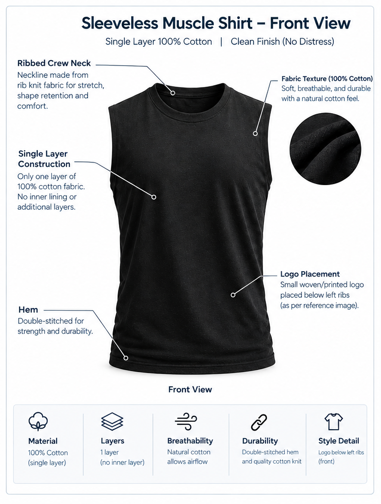 Blank Tank - Muscle Shirt for Men (Cotton)