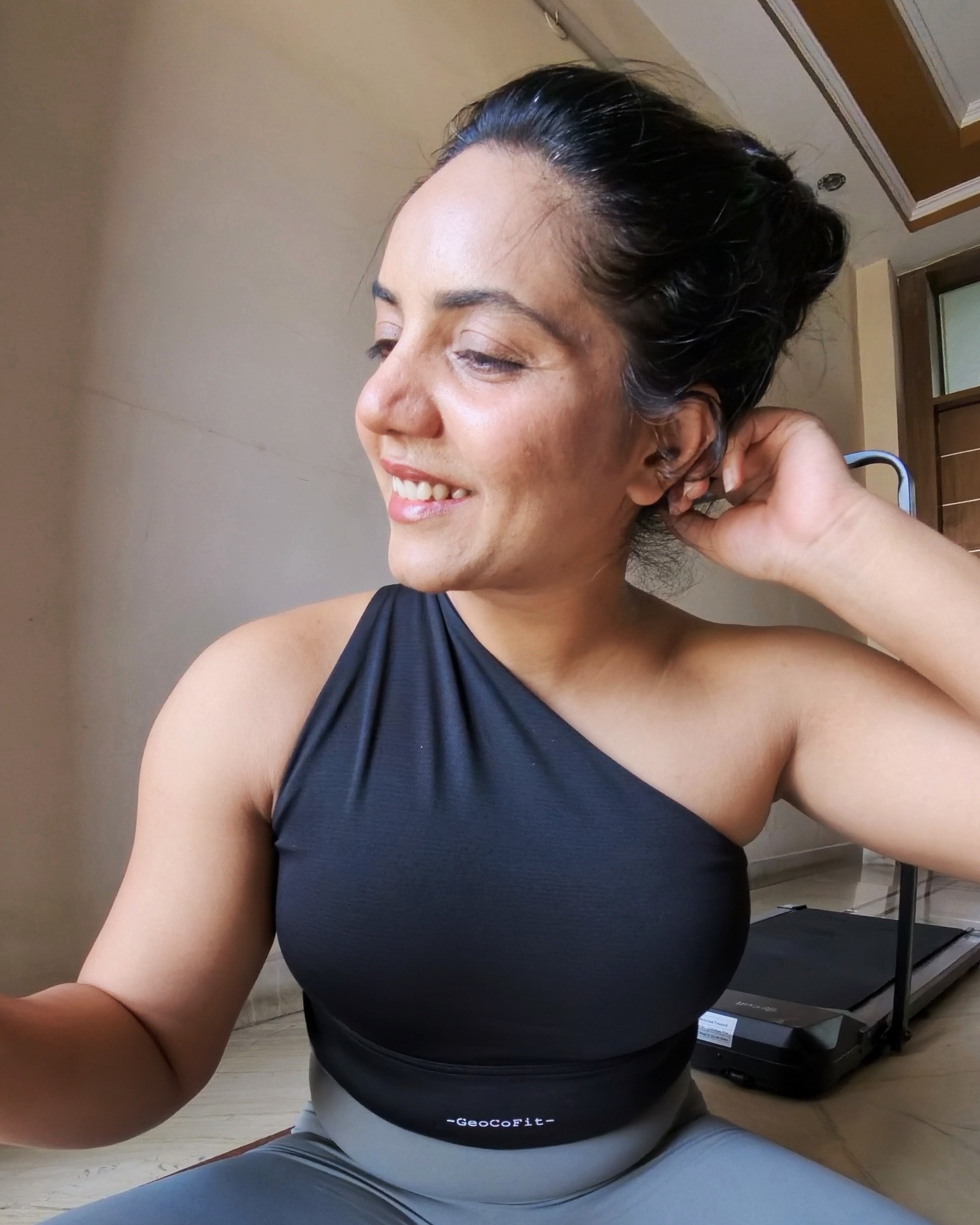 One Shoulder Sports Bra/Top (Padded)