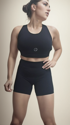 High-Waisted Hip-Lifting Sports Shorts (Wide Logo)