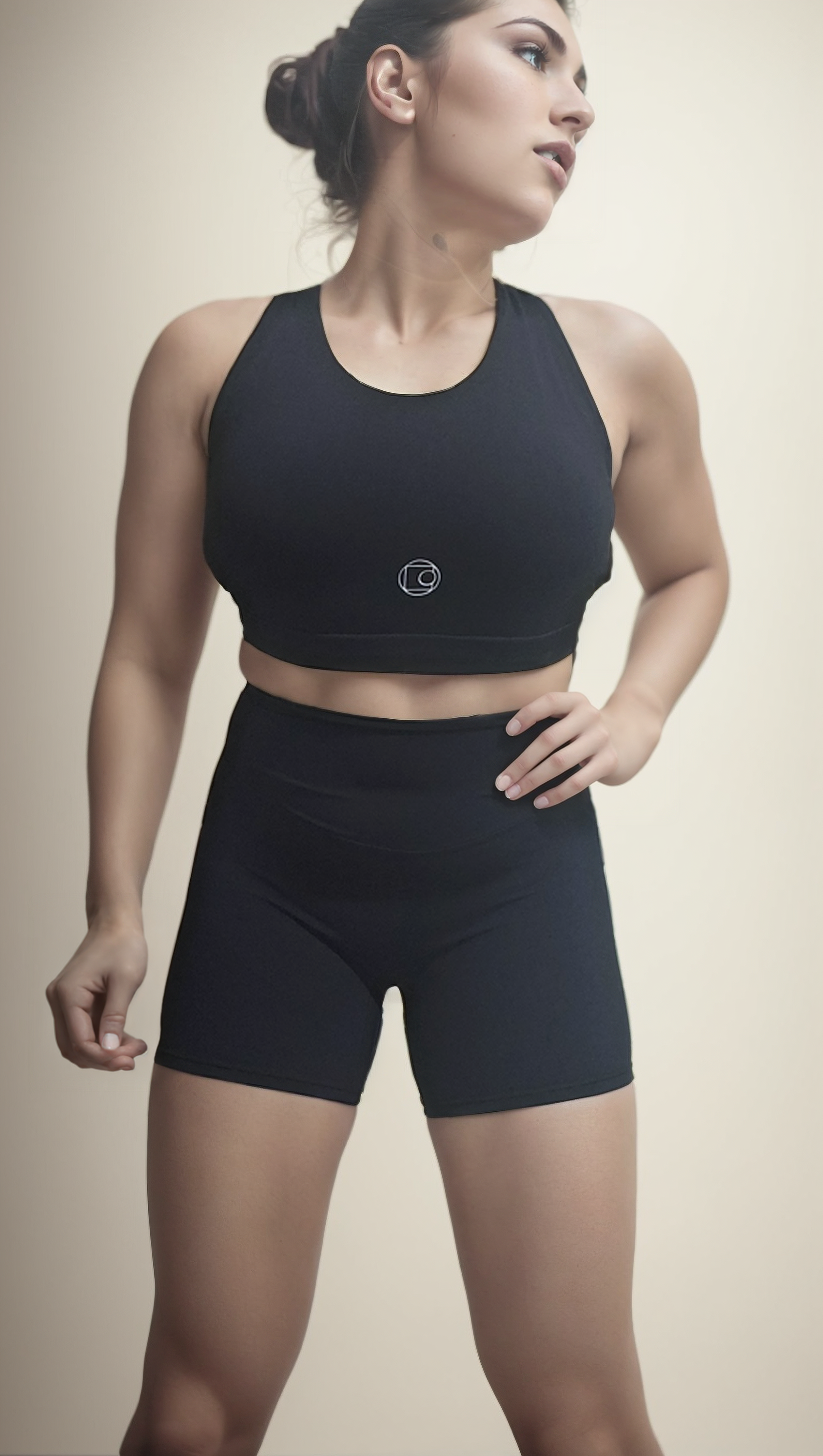 High-Waisted Hip-Lifting Sports Shorts (Wide Logo)