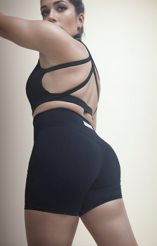 High-Waisted Hip-Lifting Sports Shorts (Wide Logo)