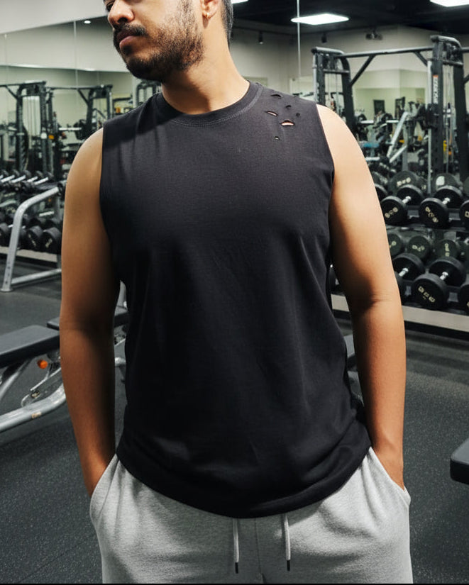 Bullet Tank - Torn Muscle Shirt for Men (Cotton)